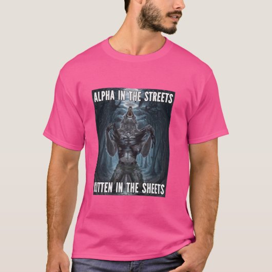 シーツの中の子猫おもしろいAlpha werolf Wolf Mem Tシャツ (正面)