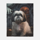 シーツォハロウィーンおばけ犬 フリースブランケット (正面)