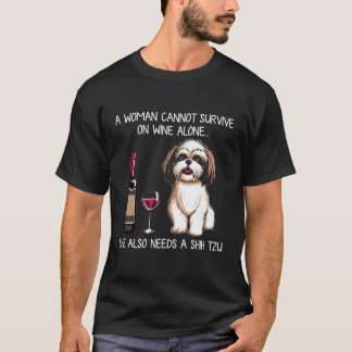シーツーとワイン 面白い犬 レトロ Tシャツ