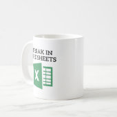 シーツ、スプレッドシート、同僚のコーヒーに浸る コーヒーマグカップ (正面左)