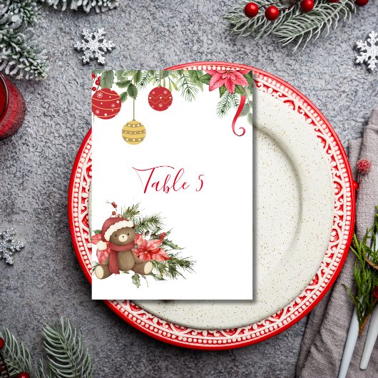 シーティンググラフクリスマスウィンターポインセチアオーナメント テーブルナンバー