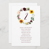 シーティンググラフテーブル番号結婚の秋ひまわり 招待状 (正面/裏面)