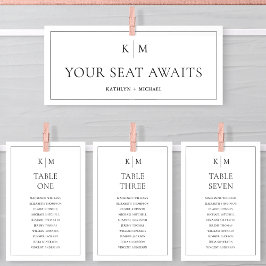 シーティンググラフヘッダーのミニマリストのモノグラムカード 招待状