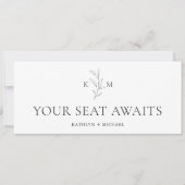 シーティンググラフヘッダーのミニマルな緑の葉カード 招待状 (正面)