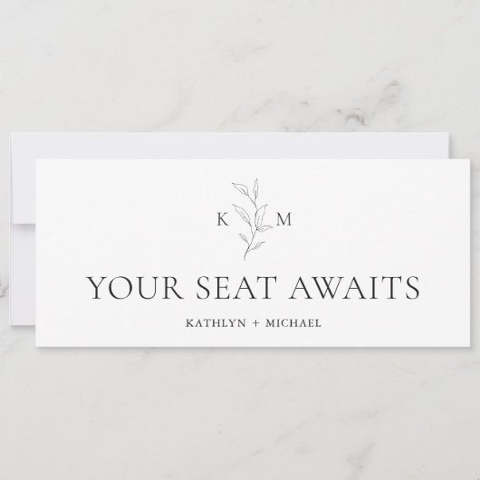 シーティンググラフヘッダーのミニマルな緑の葉カード 招待状 (正面)