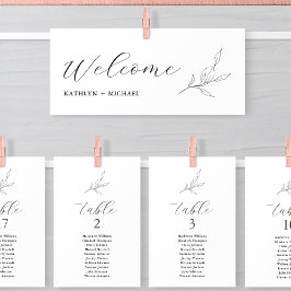 シーティンググラフヘッダーのミニマルな緑の葉カード 招待状