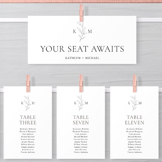 シーティンググラフヘッダーのミニマルな緑の葉カード 招待状