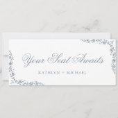 シーティンググラフヘッダーほこりっぽい青いヴィンテージクレストカード 招待状 (正面)