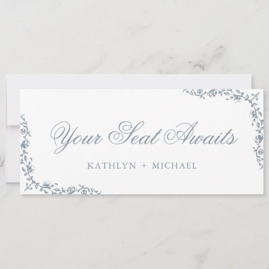 シーティンググラフヘッダーほこりっぽい青いヴィンテージクレストカード 招待状 (正面)