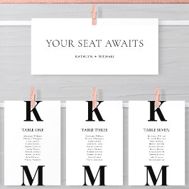 シーティンググラフヘッダーモダンブラックミニマリストカード 招待状