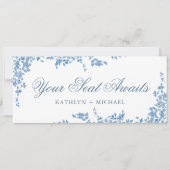 シーティンググラフヘッダーヴィンテージ青フローラカード 招待状 (正面)