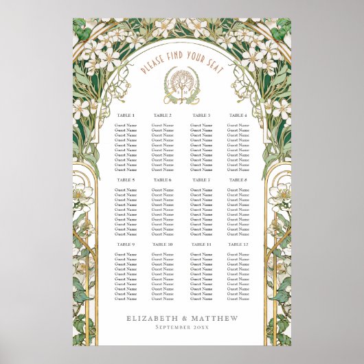 シーティンググラフヴィンテージウェディングアールヌーボー ポスター (正面)