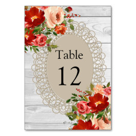 シーティングチャートテーブルカードホワイトウッドレース花 テーブルナンバー