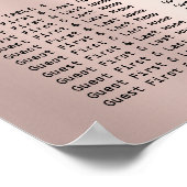 シーティングチャートブラック結婚のブライダルドリップバラ金ゴールド ポスター (角)