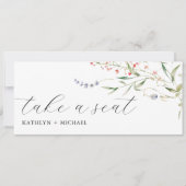 シーティングチャートヘッダーのワイルドフラワーモダンフローラカード 招待状 (正面)