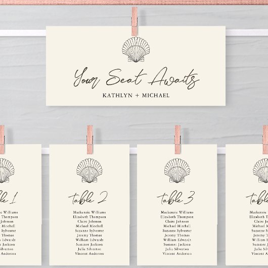 シーティングチャートヘモダンッダーシェルビーチ海カード 招待状