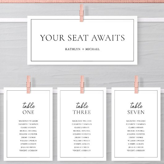 シーティングチャートヘモダンッダー黒縁どカード 招待状