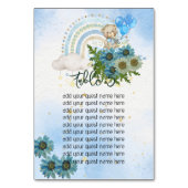 シーティングチャートベイリーボーホレインボーブルーバルーン テーブルナンバー (正面)