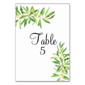 シーティングチャートモダンシンプルオリーブブランチ緑 テーブルナンバー (正面)