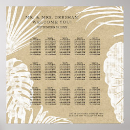 シーティングチャートモダンシンプルクラフトトロピカルリーフ ポスター