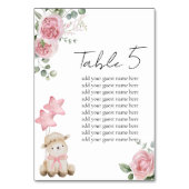 シーティングチャート甘い小さなラムピンクのローズグリーン テーブルナンバー (正面)