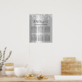 シーティングチャート黒いグレーの銀ドリップグレーの火花 ポスター (キッチン)