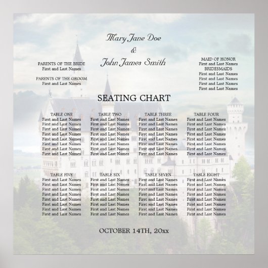シーティングチャート、城をテーマ結婚にした ポスター (正面)