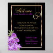 シーティングプランエレガントなし – パープル結婚フラワー ポスター (正面)