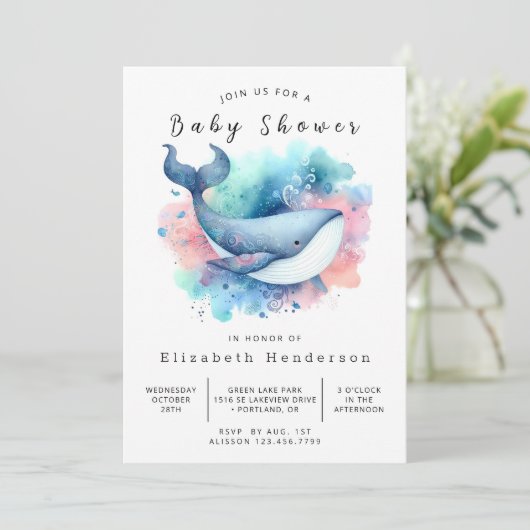 シーデジタルホエールベビーシャワー 招待状 (スタンド正面)