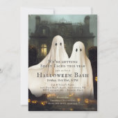 シートおもしろい面幽霊ハローウィンパーティ 招待状 (正面)