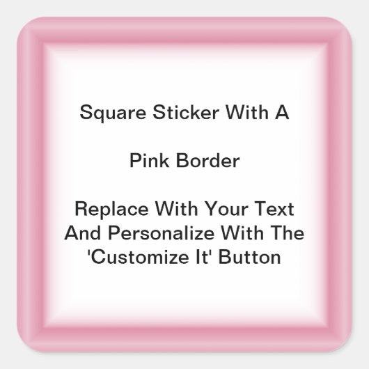 シートにピンクの四角い縁どステッカー スクエアシール (正面)