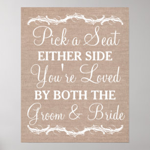 シートを左右のバーラップのサイン結婚から選択 ポスター