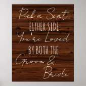 シートを左右の木製フェイクのサイン結婚から選択 ポスター (正面)