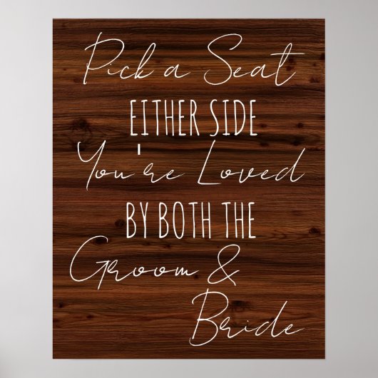 シートを左右の木製フェイクのサイン結婚から選択 ポスター (正面)