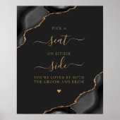 シートを選択Black Agate金ゴールド結婚 Dark ポスター (正面)
