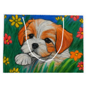 シートゥー子犬クレヨン芸術抱き枕任意の大事な行事 ラージペーパーバッグ (裏面)