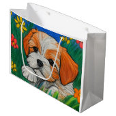 シートゥー子犬クレヨン芸術抱き枕任意の大事な行事 ラージペーパーバッグ (正面アングル)