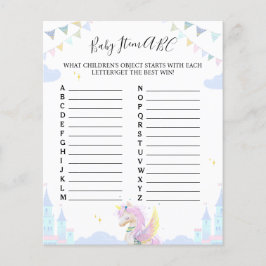 シートゲーム「ベビーアイテムABC」赤ちゃんシャワー。