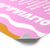 シートピンクイエローレトロ波形アーチスタイル ポスター (角)