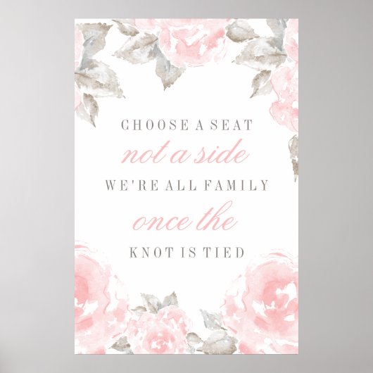 シートピンクウォーターカラーを選択バラヴィンテージウェディング ポスター (正面)