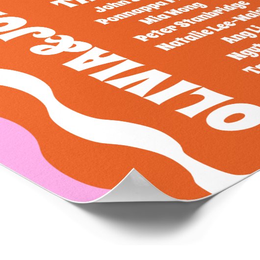 シートピンクオレンジレトロ波形アーチスタイル ポスター (角)