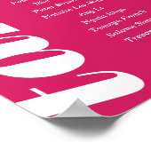 シートピンクマゼンタレトロスタイルのシーティングチャートを作成する ポスター (角)