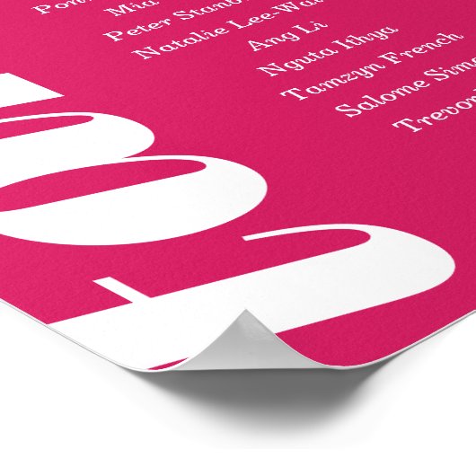 シートピンクマゼンタレトロスタイルのシーティングチャートを作成する ポスター (角)