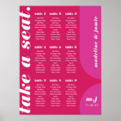 シートピンクマゼンタレトロスタイルのシーティングチャートを作成する ポスター (正面)