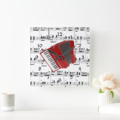 シートミュージックにレッド・アコーディオンのポルカをやろう。 スクエア壁時計 (ホーム)