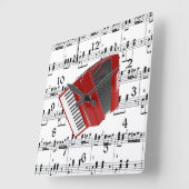 シートミュージックにレッド・アコーディオンのポルカをやろう。 スクエア壁時計 (傾斜)