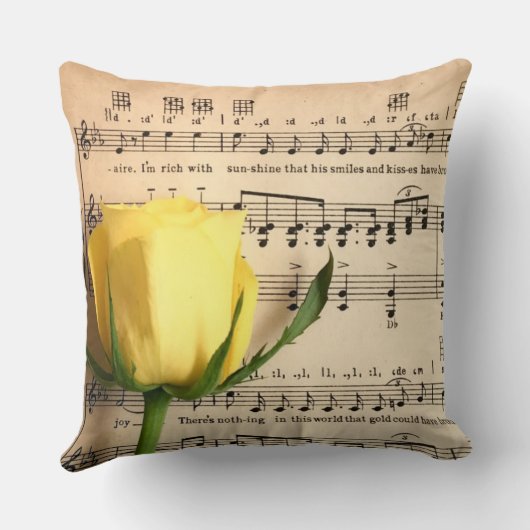 シートミュージックイエローローズ クッション (裏面)