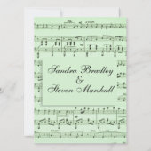 シートミュージックグリーン結婚式招待状 招待状 (裏面)