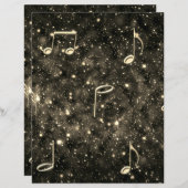 シートミュージックコラージュ金ゴールドブラックスクラップブック作り紙 (正面/裏面)