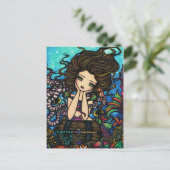 シートレジャーチェストマーメイドフェアリーファンタジーアートガール ポストカード (スタンド正面)